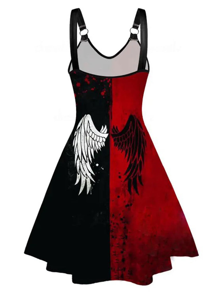 Black & Red 1950s Wings Blood Strap Dress