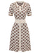 Yellow 1940s Lapel Plaid Buttoned Dress