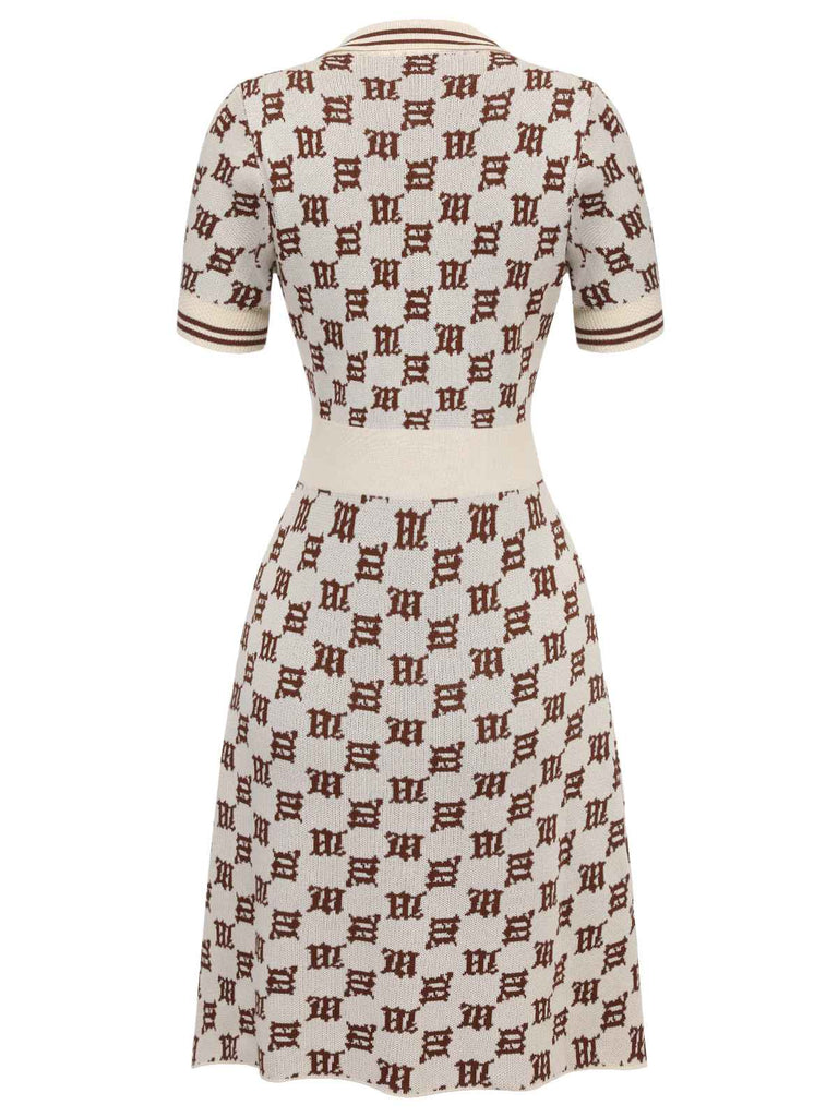 Yellow 1940s Lapel Plaid Buttoned Dress