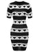 Black 1960s Contrasting Heart Knitting Dress