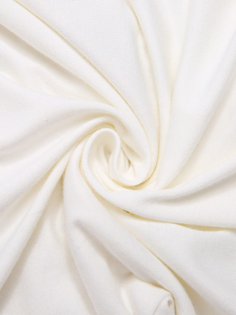 White 1950s Solid Pleated Halter Top