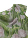 Green 1960s Oil-Painting Rose Dress
