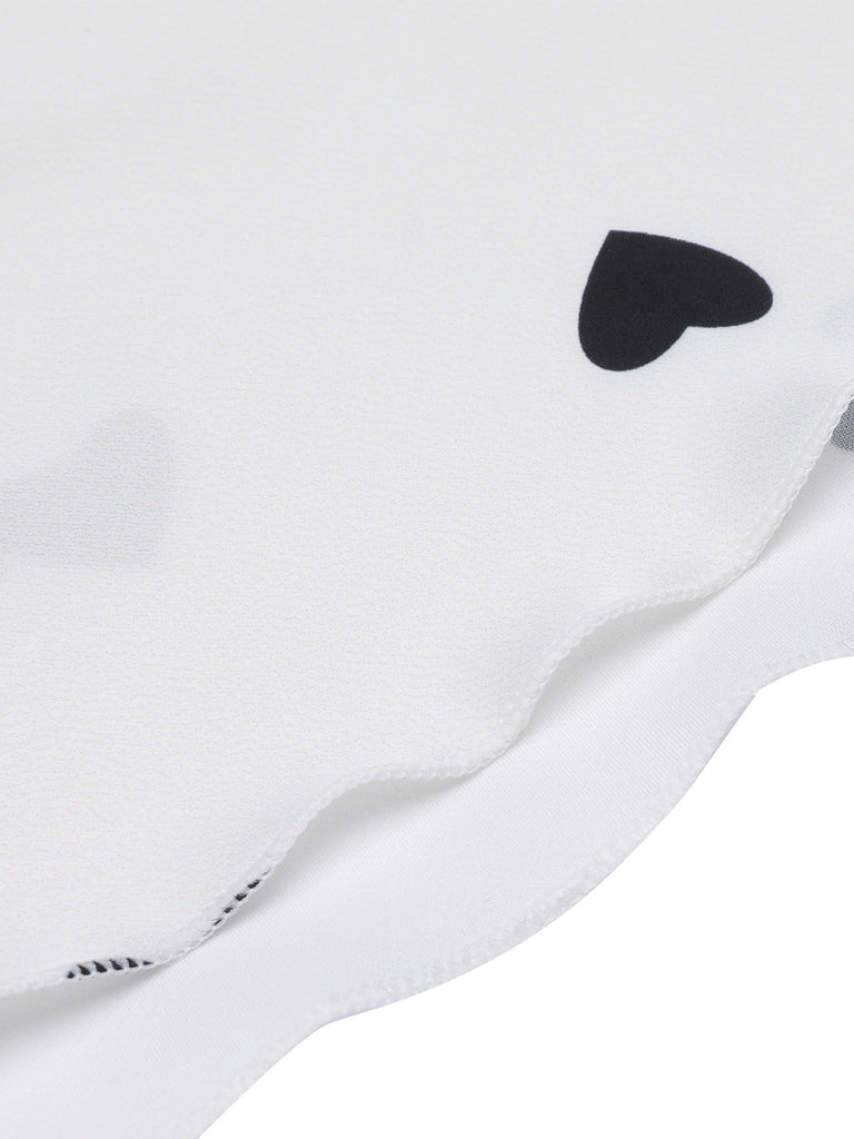 White 1950s Heart Pattern Strap Nightgowns