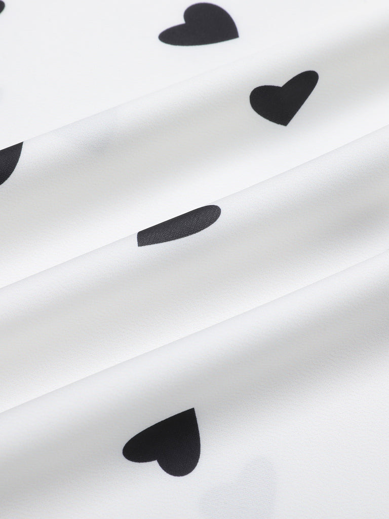 White 1950s Heart Pattern Strap Nightgowns