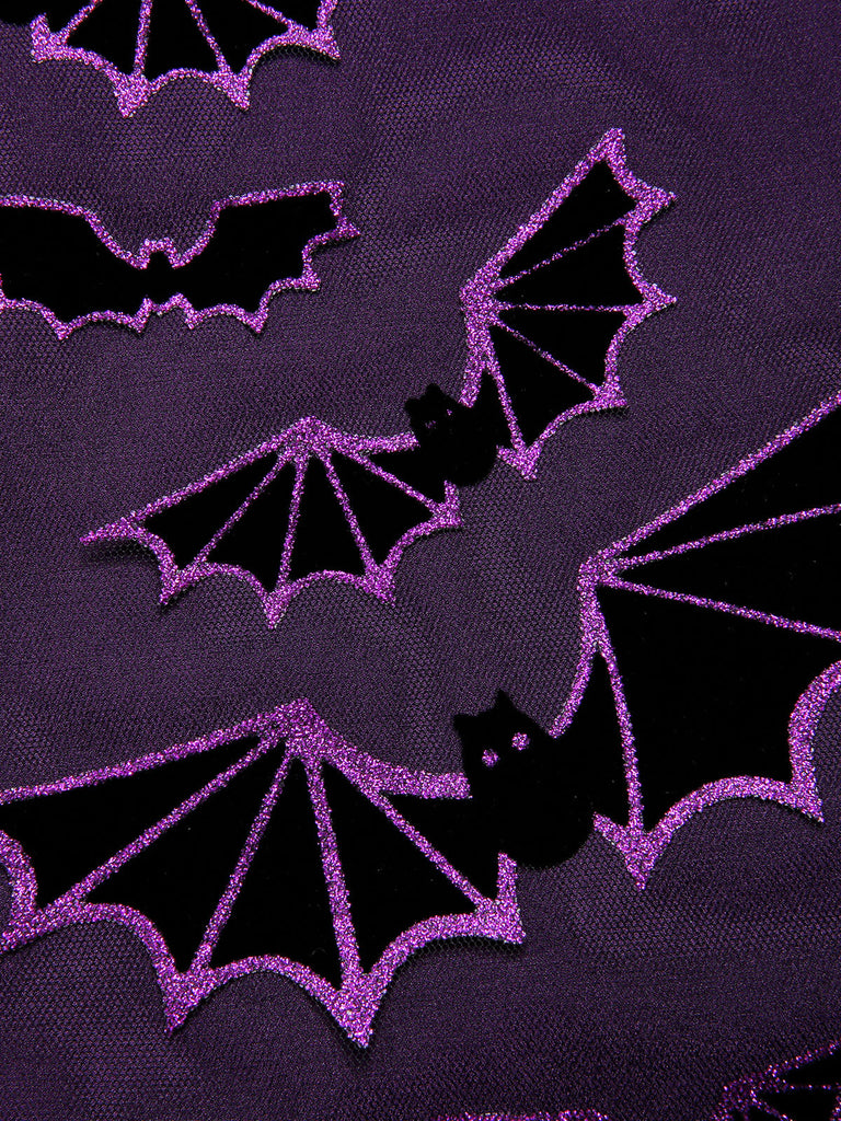 Gothic Halloween bats black on light purple striped wall Velvet