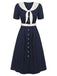 Dark Blue & White 1940s Sailor Collar Dress