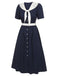 Dark Blue & White 1940s Sailor Collar Dress