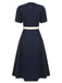 Dark Blue & White 1940s Sailor Collar Dress