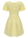 Yellow 1950s Square Neck Buttons Mini Dress