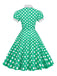 1950s Stand Collar Polka Dot Flared Dress