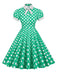 1950s Stand Collar Polka Dot Flared Dress