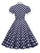 1950s Stand Collar Polka Dot Flared Dress