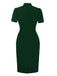 Green 1960s Keyhole Stand Collar Pencil Dress
