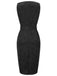 Black 1960s Sleeveless Butterflies Belted Solid Dress