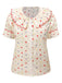 1950s Colorful Polka Dot Lace Collar Blouse