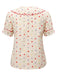 1950s Colorful Polka Dot Lace Collar Blouse