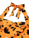 Black 1950s Halloween Pumpkin Bat Halter Dress