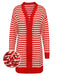 Red & White 1940s Stripe Knitted Cardigan