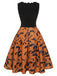Black & Orange 1950s Halloween Bat Sleeveless Dress