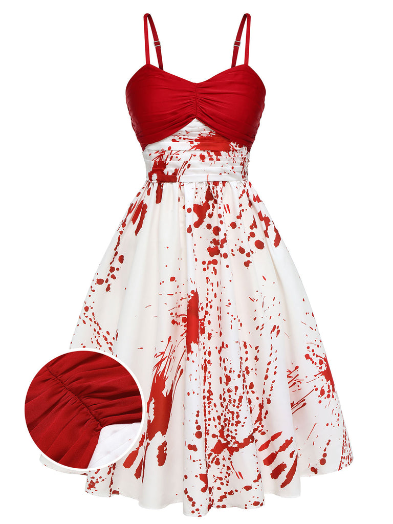 Red&White 1950s Halloween Blood Dress