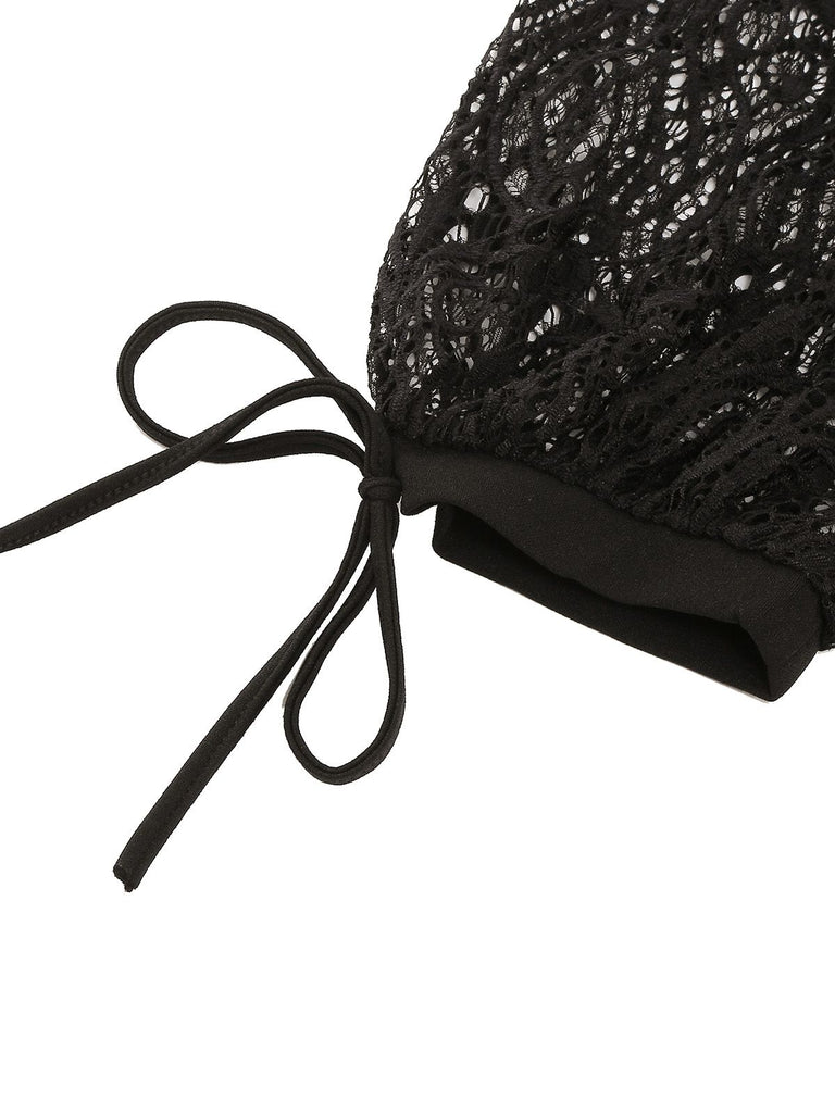 Black Halloween Lace Embroidered Patchwork Dress