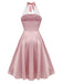 Pink 1950s Halloween Bloodstain Halter Dress