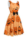 Orange 1950s Halloween Sleeveless Beading Dress
