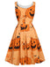 Orange 1950s Halloween Sleeveless Beading Dress