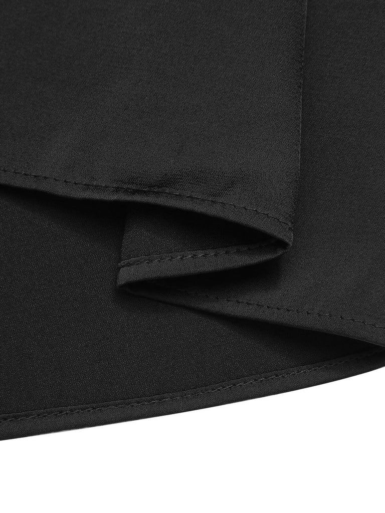 Black 1950s Solid Color Bat Cloak