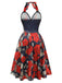 Black 1950s Sweetheart Skeleton Rose Swing Dress