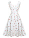 White Satin-faux Cherry Polka Dot Dress