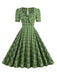 1950s Gingham Plaid Square Neck Flared Dress