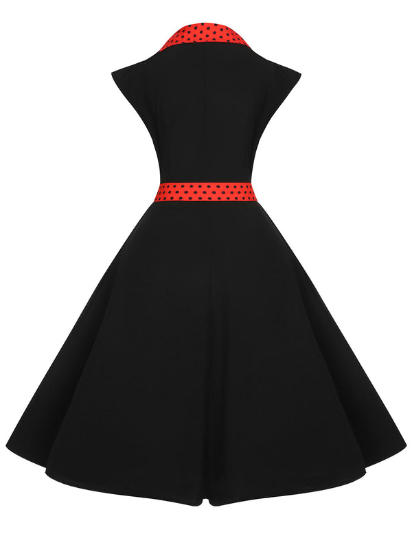 Black 1950s Halloween Polka Dots Swing Dress | Retro Stage