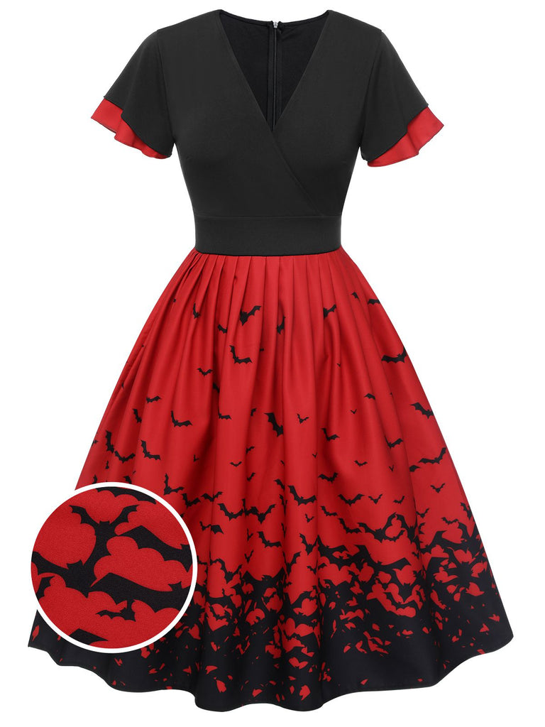 1950s Halloween Flounce Sleeve Swing Dress