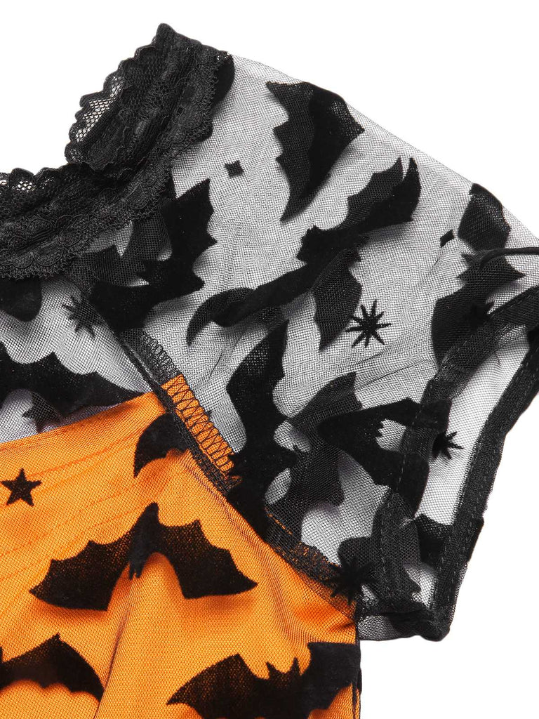 1950s Halloween Lace Off-shoulder Swing Dress