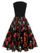 [Pre-Sale] Black 1950s Halloween Skull Rose Sleeveless Dress