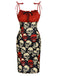 Red 1960s Halloween Skull Strap Dress