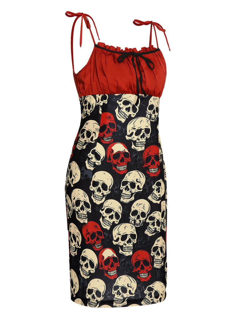 Red 1960s Halloween Skull Strap Dress