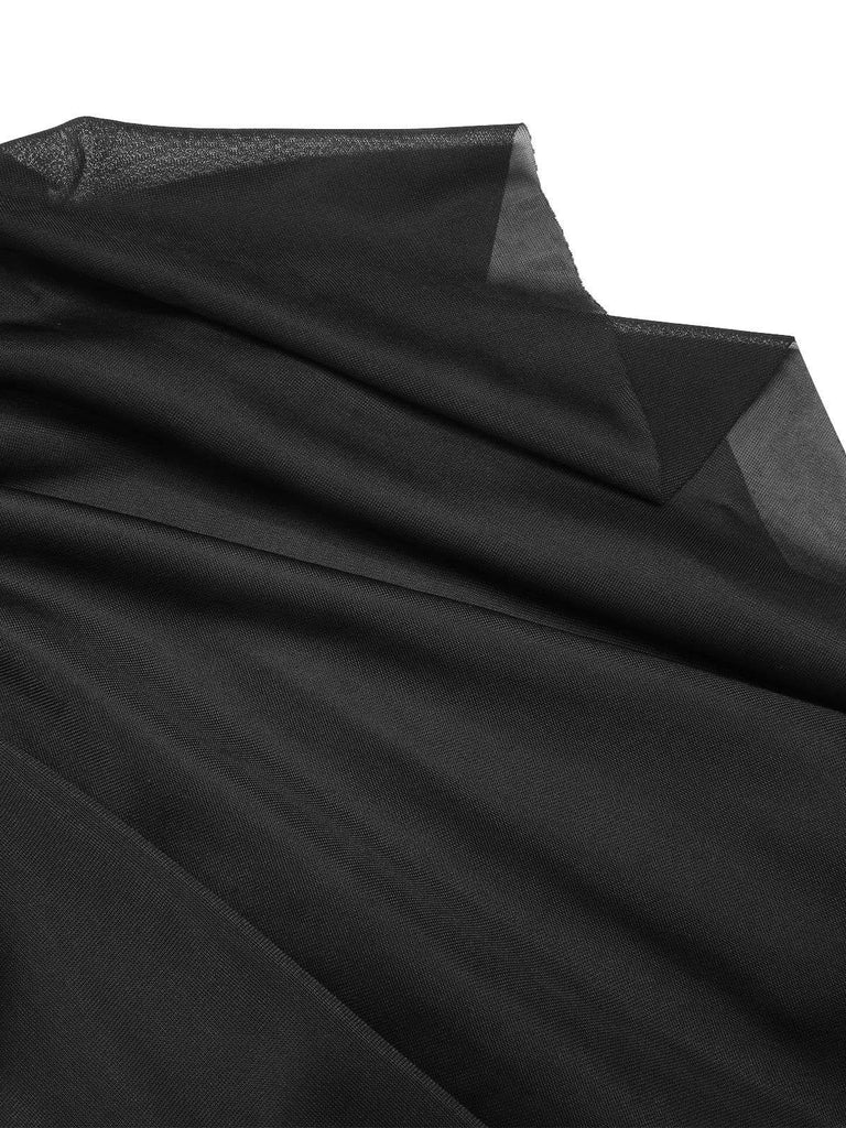 Black 1930s Halloween Patchwork Sheer Coat