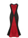 Black & Red 1930s Halloween Fishtail Strap Dress