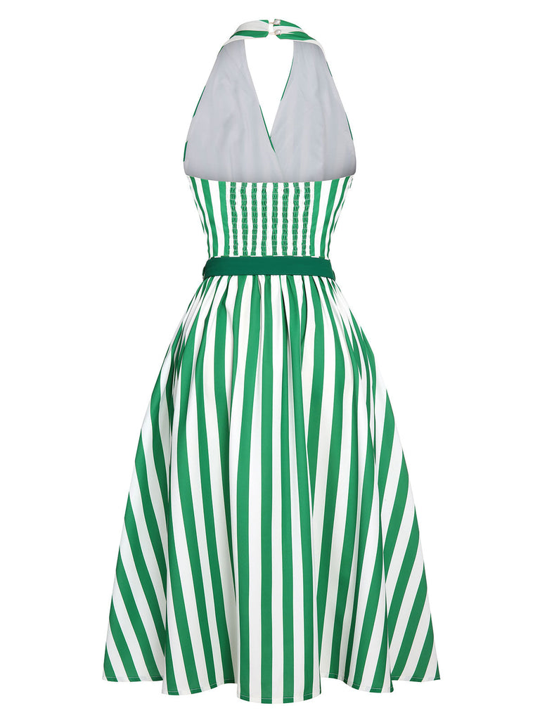 2PCS Green 1950s Stripes Romper & Umbrella Skirt