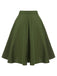 Army Green 1950s Pocket Buttoned Skirt