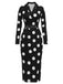 Black 1960s Polka Dot V-Neck Dress