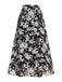 Black&White 1960s Floral Print A-Line Skirt
