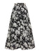 Black&White 1960s Floral Print A-Line Skirt