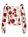 1960s French Rose Floral Slashed Blouse