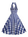 1950s Halter Plaid Belted Swing Dress