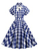 1950s Plaid Bow Lapel Swing Dress