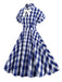 1950s Plaid Bow Lapel Swing Dress