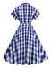 1950s Plaid Bow Lapel Swing Dress